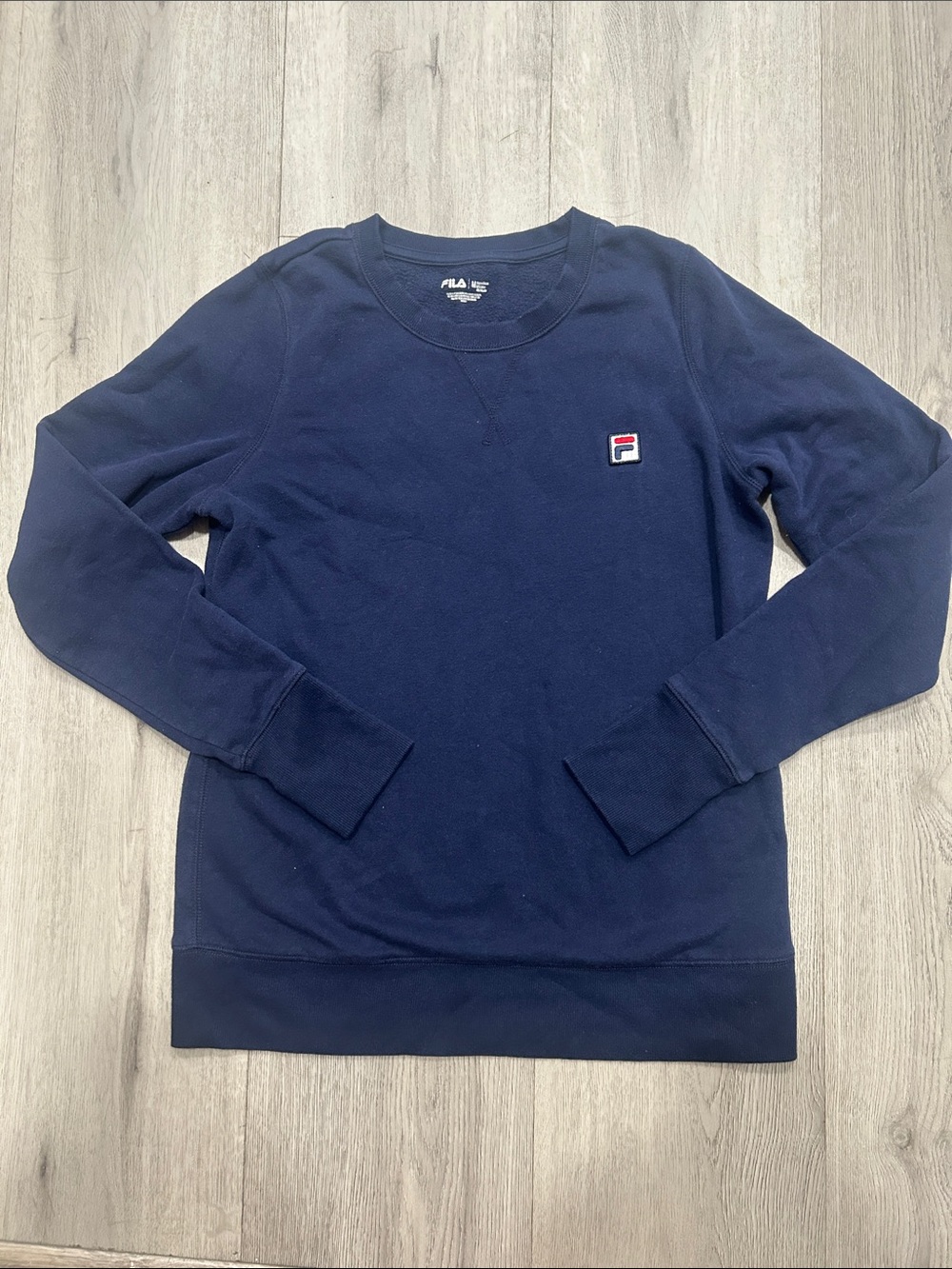 Fila Navy Crewneck Pullover with Chest Logo Unisex - Medium